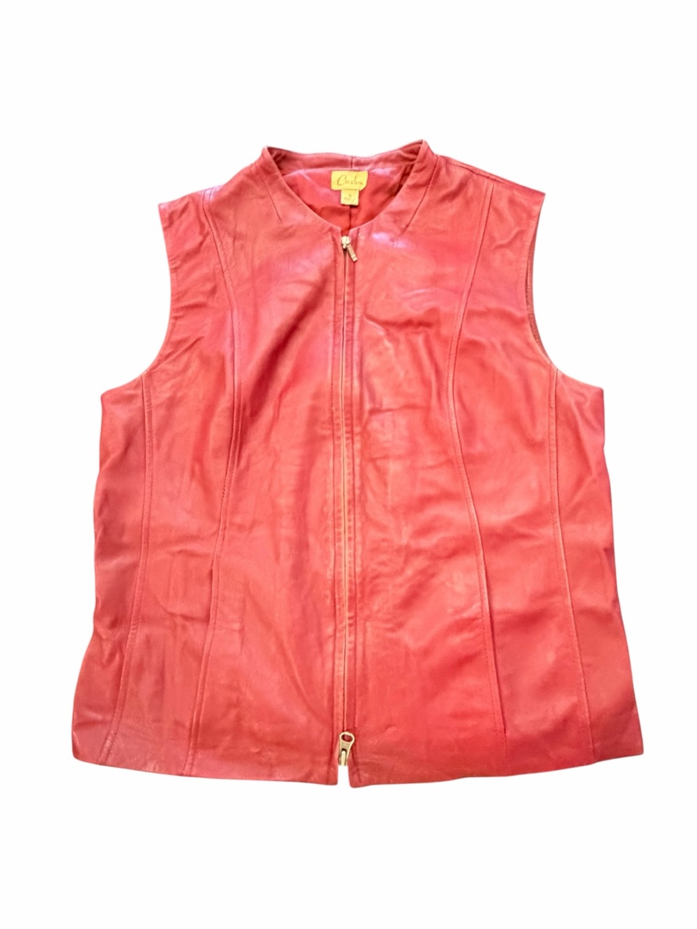 Vintage Caslon Red 100% Leather Zip Up Vest Moto Motorcycle Fall Boho Small